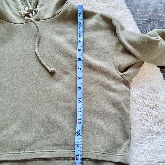 H&M Divided Cropped Pullover Hoodie in Olive Green Sz XS (Oversized) - Picture 6 of 7